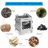 TOMSHOO Cookware Mess Kit Backpacking Wood Burning Stove with Alcohol Tray BBQ Grill Net Grill Pan for Outdoor Camping BBQ