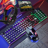 4 in 1 Gaming Keyboard Wired Mouse Headphone Mouse Pad Kit RGB Backlight Keyboard Gamer Ergonomic Mause Mousepad Headset Combos