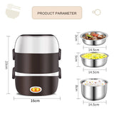 Portable Electric Heating Lunch Box Stainless Steel Food Container Thermos Office Lunch Box Food Steamer Mini Rice Cooker
