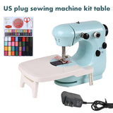 INNE Mini Sewing Machine Manual Portable Needlework Electric Household With Night Light Foot Pedal Table Two Thread Kit Simple