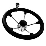 15.5 inch Boat Steering Wheel Replacement Stainless Steel 5 Spoke with Knob Fit for Ship Yacht Boat Parts Accessories