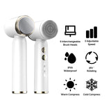 6 In 1 Ultrasonic Electric Face Cleansing Brush Silicone Hot Cool Sonic Facial Exfoliating Cleaner Skin Rejuvenation Massage NEW