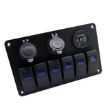Waterproof Marine Switch Panel 6 Gang with Dual 3.1A USB Slot Socket