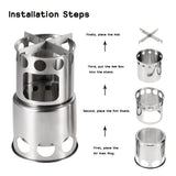 Outdoor Camping Stove Foldable Wood Stove Cooking Pot Set Outdoor Stove Burners Tableware Cookware for Backpacking Fishing