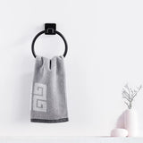 Punch Free Black Towel Holder Towel Ring Round Wall Mounted Towel Rack Towel Shelf Stainless Steel Bathroom Accessories Hotel
