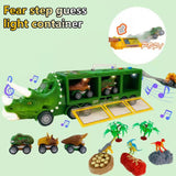 Dinosaur Transport Truck Pull Back Dino Car Vehicle Container Simulated Dinosaur Model Lighting Music Kids Toys Boys Xmas Gift