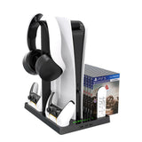 Cooling Base Compatible For Ps5 Game Console Universal Multi-function Charging Dock Headphone Bracket With Disc Storage Rack