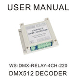 4-Channel 4-Way DMX512 Relay Switch DMX Relay Controller AC110-220V Input with Guide Rail Housing for Led Lamps