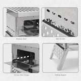 Outdoor Camping Detachable Stoves Portable Stainless Steel Furnace Multifunctional Picnic BBQ Cooking Accessory Firewood Furnace