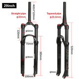 Ultralight 29'' MTB Air Front Fork RC Magnesium Alloy Rebound Bike Suspension Fork Air Damping Front Fork Cycling Bike Fork