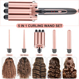 Professional Hair Curler Hair Curling Iron Ceramic Styling Tool, Electric 5 in 1 Hair waver Pear Flower ConeRoller Curling Wand