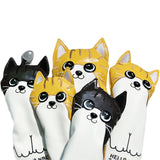 Golf Club Cover Cute Crooked Cat Golf Wood Cover PU Leather Waterproof Soft Comfortable for Driver Fairway Hybrid Wood Covers