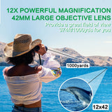 12x42 HD High Power Binoculars BAK4 Prism Multi-layer Green Coating Portable Telescope Outdoor Camping