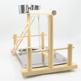 Bird Toys Parrot Playstand Play Stand Cockatiel Playground Wood Perch Gym Playpen Ladder with Feeder Cups