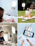 Extendable Selfie Stand Adjustable with Two Phone Holders Rechargeable Wireless Foldable Stand with 15 Brightness LED Light
