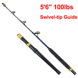 ORJD Big Game Fishing Rod 100LBS Trolling Fishing Rod Deep Sea Nylon Butt 5'6" 3+1 Swivel-tip Guide Tuna Rod Fly Rods Crankbait