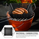 Barbecue Pan Carbon Steel Black Non-stick Grill Basket Grilling Tray for Camping Home
