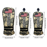 Golf Wood Cover American Flag Camouflage For Driver Fairway Hybrid Nylon Waterproof Protector Set Golf Club Covers Number Tag