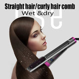 Curling Wand Negative Ion Hair Straightening Comb Hair Curler Tourmaline Ceramic Hair Curling Hair Tools,EU Plug