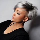 New wig women's short hair silver white chemical fiber headgear