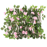 Patio Garden Balcony Wooden Trellis Hedge Stretchable Fence Home Decor Flower Yard With Artificial Rose Leaves Multifunction
