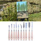 Stainless Steel Palette Art Tools With Wooden Handle Spatula Practical Color Mixing Painting  Set Professional Texture