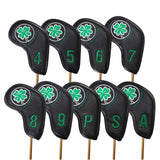 9 Pcs/Set  Golf Iron Cover PU Leather Golf Iron Headcover Waterproof Four Leaf Clover Magic Tape Golf Iron Set Drop Ship