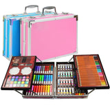 141pcs Alloy Box Painting Drawing Art Kit Color Pencil Crayon Pigment Brush For Boys Girls Kids Gift