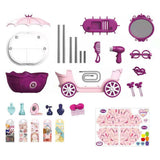 Toddler Fantasy Vanity Beauty Dresser Table Play Set With Lights Sounds Chair Fashion And Makeup Accessories For Kid And Pretend