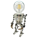 Manual Assembling Stainless Steel Steampunk Big Head Robot Lamp Home Bedroom Table Lamp Bar Atmosphere Lamp US Plug
