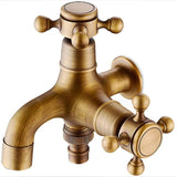 European Wall Mounted Brass Water Faucet Classic Antique Water Tap Dual-purpose for Home Garden Bathroom Bath Elegant
