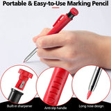 Spring Nail Tool Solid Carpenter Pencil Set, 2Pcs Pencil With 12 Refills And Hammerless Nail Remover Hinge Pin Punch Set