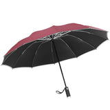 Automatic Reverse Umbrella 12 Ribs Reverse Umbrella with Reflective Stripe LED Night Light Windproof Double Automatic Folding