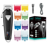 VGR Adjustable Hair Clipper Professional Electric Hair Trimmer Cordless Beard Hair Cutting Machine for Men Rechargeable USB