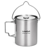 750ML Camping Pot Set Stainless Steel Cooking Kettle Portable Camping Pot Set Outdoor Camping Cookware Backpacking Pot Picnic