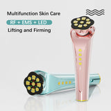4 In1 RF EMS Face Lifting Beauty Tool LED Photon Therapy Micro Current Wrinkle Removal Instrument Ultrasonic Ion Import Device