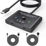 2-way Data Video Switcher 2 In 1 Out / 1 In 2 Out 100w Usb C Switcher Selector 8k 10gbps Hd Splitter