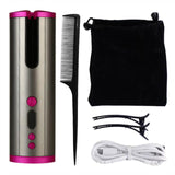 Automatic Hair Curling Iron USB Charging Hair Curler Wireless Corrugated Curling Iron For Hair LCD Rotating Hair Waver Tool