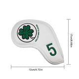 9 Pcs/Set  Golf Iron Cover PU Leather Golf Iron Headcover Waterproof Four Leaf Clover Magic Tape Golf Iron Set Drop Ship