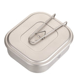1100ml Titanium Lunch Box with Foldable Handle Outdoor Camping Lunch Box for Outdoor Camping Hiking Backpacking Picnic
