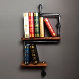 Retro bookshelf American room multi function wall storage wall shelf iron solid wood partition water pipe shelves bathroom rocks