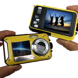 New Smart HD 1080P Waterproof Digital Camera Dual Screens (Back 2.7 inch + Front 1.8 inch) 16x Zoom Underwater Camcorder Cam