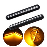 2PCS Turn Signals Strip LED Motorcycle Flowing Water Tail Brake Lights 12 LED 3528SMD License Plate Light Blinker Stop Flicker