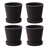 4sets Succulents With Saucers Flower Pot Outdoor Round PP Resin Plants Modern Minimalist Home Decor Drainage Hole Indoor