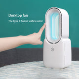 Desktop Bladeless Small typhoon fan Air cooler Portable rechargeable breeze Silent fan with touch control LED light Air Purifier
