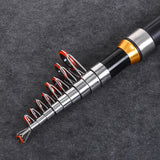 Ultralight Carbon Fiber Telescopic Fishing Rod Portable Sea Spinning Pole Portable Black Mini ultra short Sea fishing rod