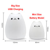 Silicone Touch Sensor LED Night Light For Children Baby Kids 7 Colors 2 Modes Cat USB Charging LED Night Lamp Surface Touch Lamp