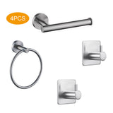 4pcs Home Towel Bar Punch Free Hotel Bathroom Accessory Kit Clothes Hanger Wall Mounted Toilet Paper Kitchen Storage Holder