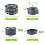 Ultra-light Aluminum Alloy Camping Cookware Utensils Outdoor Tableware Tool Cooking Teapot Kettle Pot Frying Pan Tent Accessory