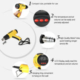 High Quality Electric hot air gun Digital Temperature-controlled heat gun Adjustable Tools Set with Nozzle 1500W AC110V LODESTAR